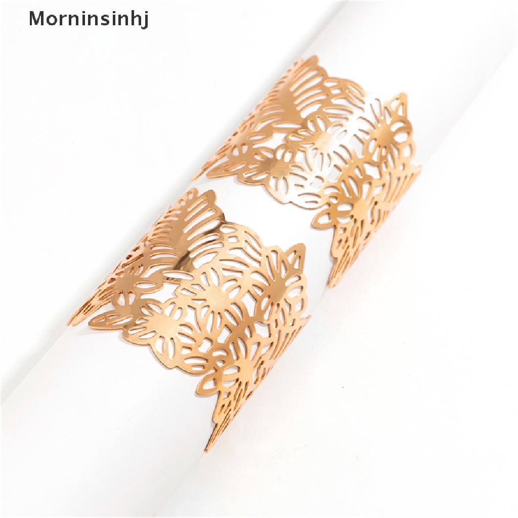 Mornin Gelang Tangan Metal Hollow Bunga Daun Untuk Wanita Terbuka Adjustable Lebar Manset Gelang Pesta Pernikahan Perhiasan id