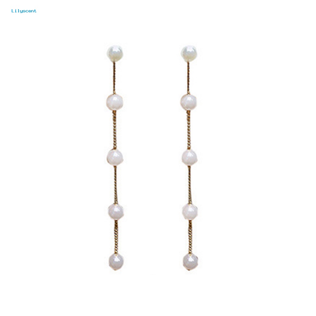 Lilyscent 1pasang Anting Rumbai Menjuntai Untuk Pesta Indah Tindik Mutiara Drop Earrings Kreatif