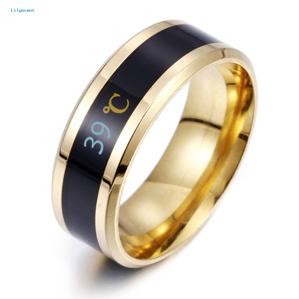 Lilyscent Trendy Stylish Ring Untuk Ulang Tahun Stainless Steel Smart Sensor Suhu Tubuh Ring Ringan