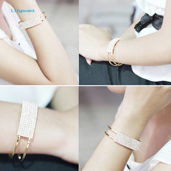 Lilyscent Mode Baru Elegan Wanita Bangle Gelang Gelang Kristal Cuff Bling Lady Hadiah