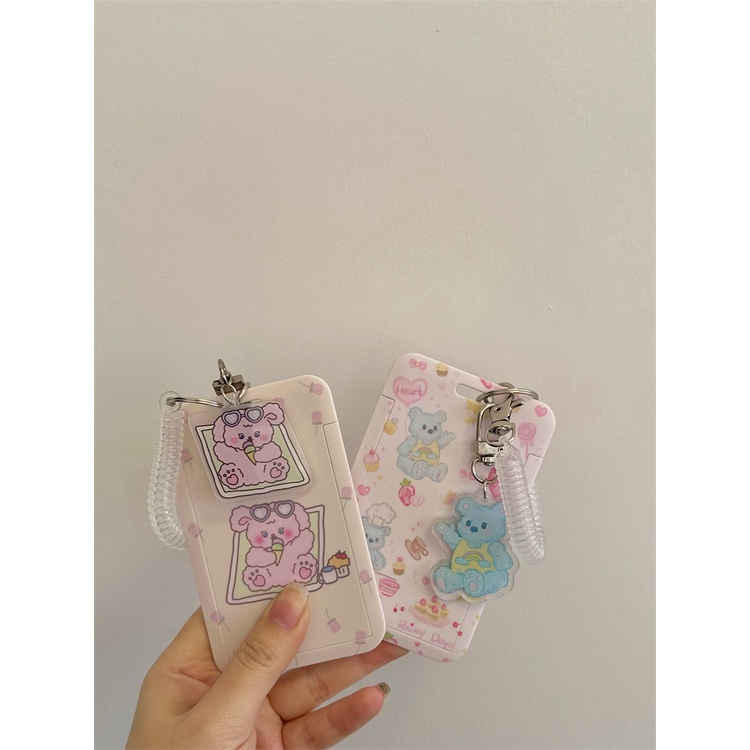 Ins Gadis Hati Lucu Bunny Card Holder Kartu Makan Siswa Kartu Bus Kartu Kontrol Akses Foto ID Holder