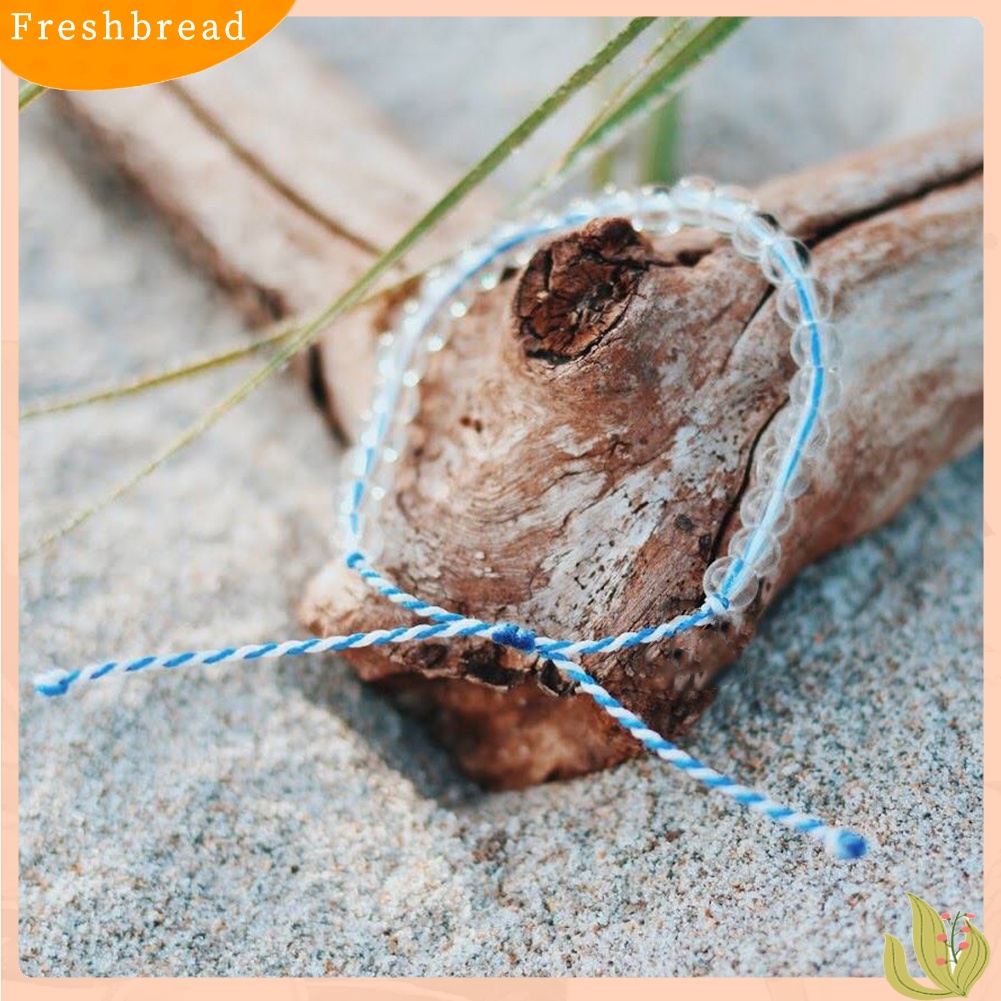 &lt; Freshbread &gt; Gelang Tali Tenun Manik-Manik Transparan Unisex Adjustable Handmade Bangle Gift