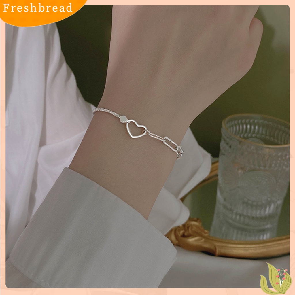 &lt; Freshbread &gt; Wanita Gelang Bright Luster Adjustable Geometris Electroplating All-match Dekorasi Hadiah Gadis Manis Cinta Hati Rantai Gelang Tangan Perhiasan Untuk Pernikahan