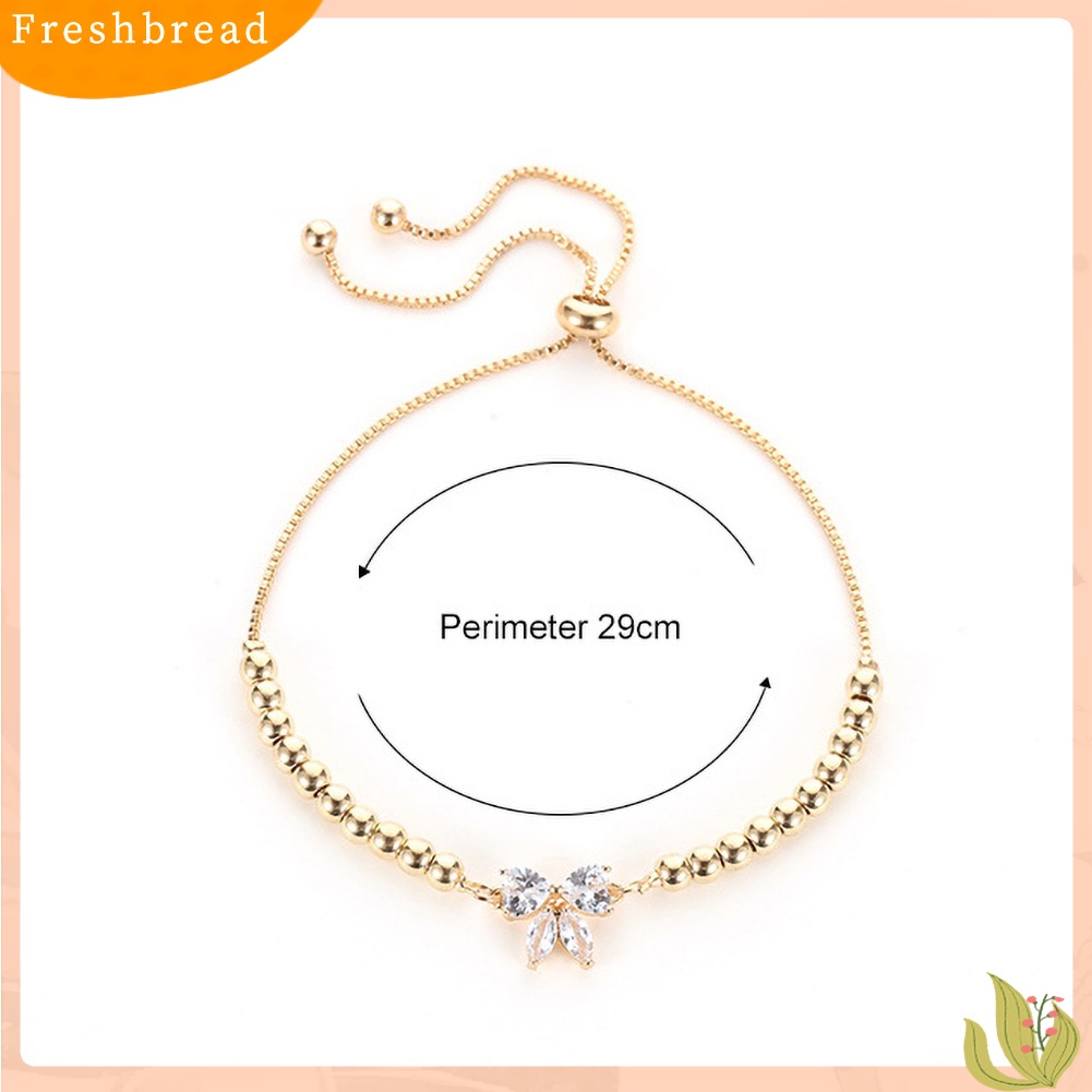 &lt; Freshbread &gt; Wanita Fashion Adjustable Cubic Zirconia Bow-Knot Design Gelang Perhiasan Hadiah