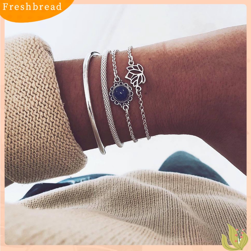 &lt; Freshbread &gt; 6Pcs/Set Wanita Gelang Set Bentuk Bunga Hollow Out Perhiasan Multi Bentuk Tangan Rantai Set Untuk Hadiah