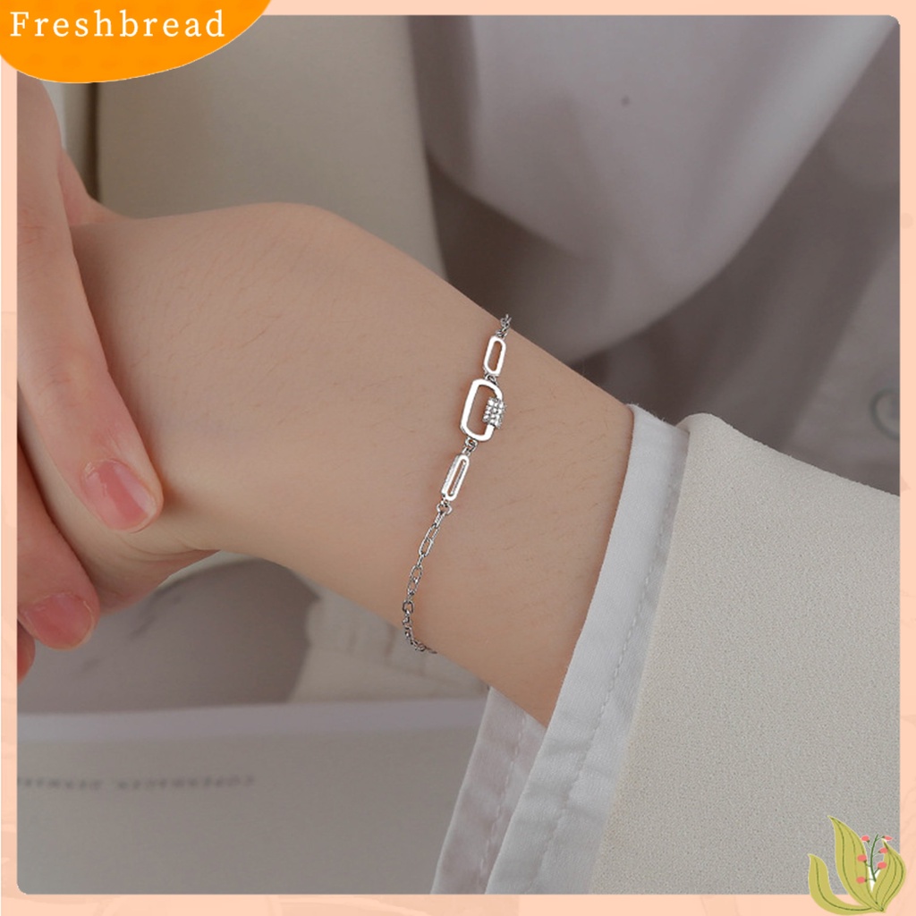 &lt; Freshbread &gt; Gelang Tembaga Hias Artistik Geometris Berlian Imitasi Dekorasi Gelang Cewek Untuk Kehidupan Sehari-Hari