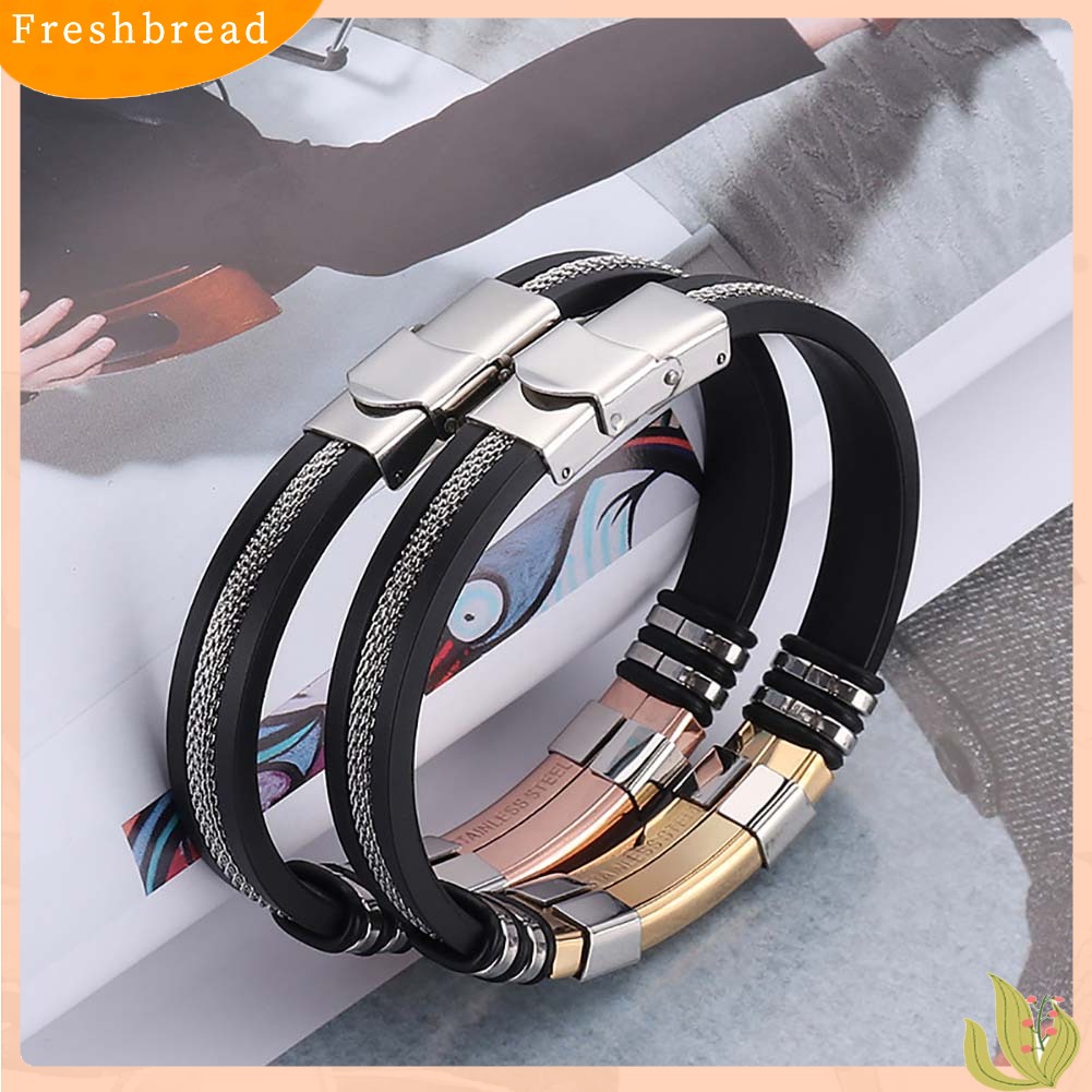 &lt; Freshbread &gt; Unik Pria Titanium Steel Rantai Tangan Buatan Tangan Gelang Bangle Club Perhiasan Hadiah