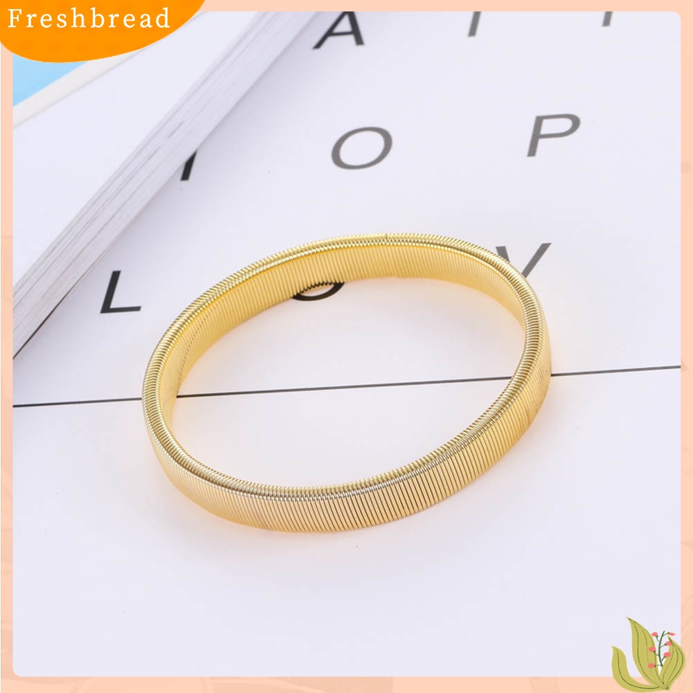 &lt; Freshbread &gt; Sederhana Pria Musim Semi Manset Bartender Bangle Elastis Gelang Cincin Logam Gelang