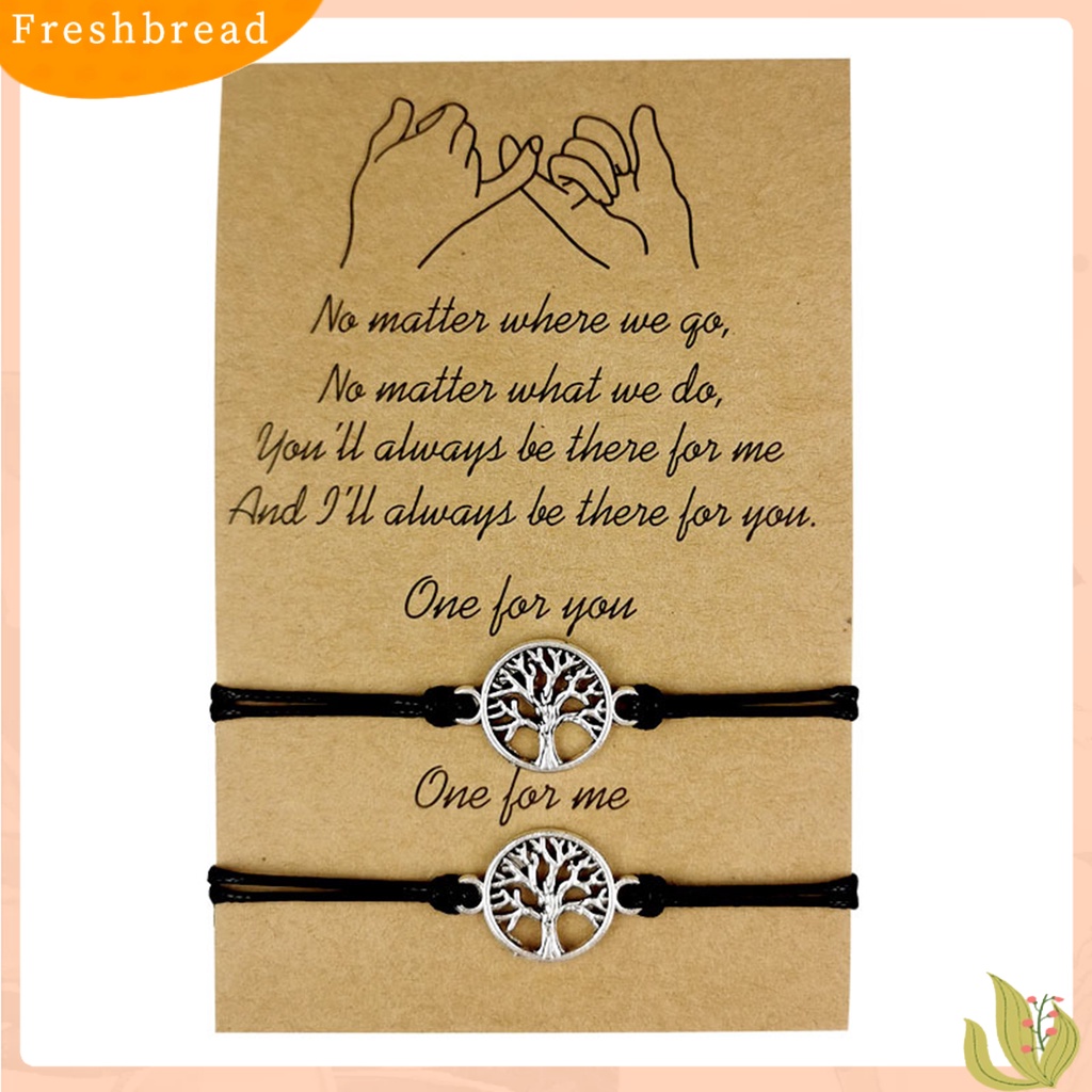 &lt; Freshbread &gt; 2Pcs Couple Gelang Boho Berongga Keluar Elastis Adjustable Tali Tenun Tangan DIY Wish Card Gift Pria Wanita Pohon Kehidupan Pesona Gelang Persahabatan Untuk Pakaian Sehari-Hari