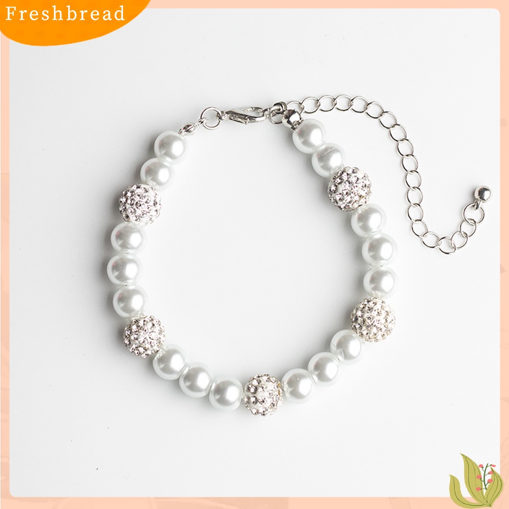 < Freshbread > Wanita Elegan Mutiara Palsu Hias Berlian Imitasi Liontin Gelang Hadiah Perhiasan Pernikahan