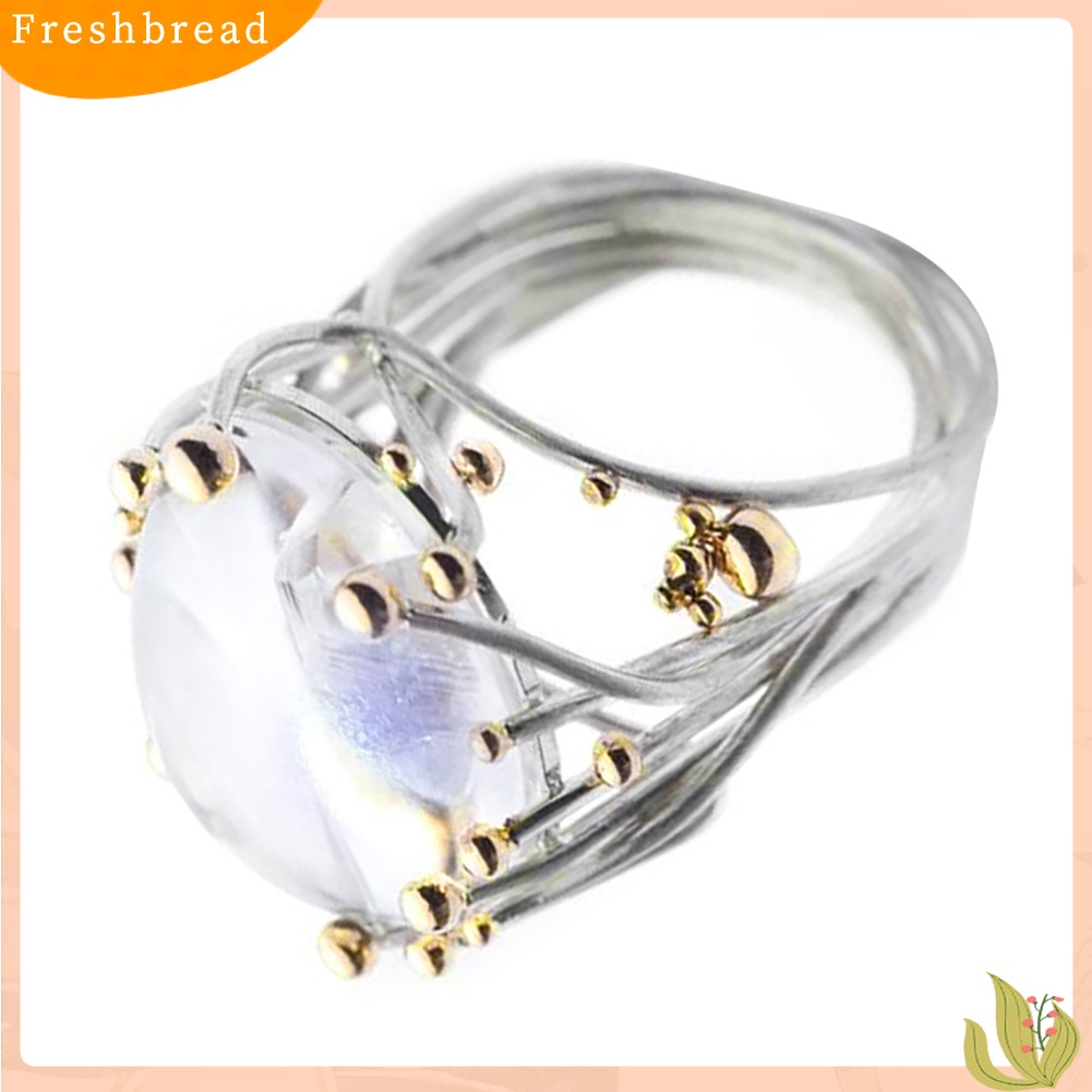 &lt; Freshbread &gt; Pernikahan Pertunangan Vintage Wanita Dual Color Oval Faux Topaz Jari Cincin Perhiasan