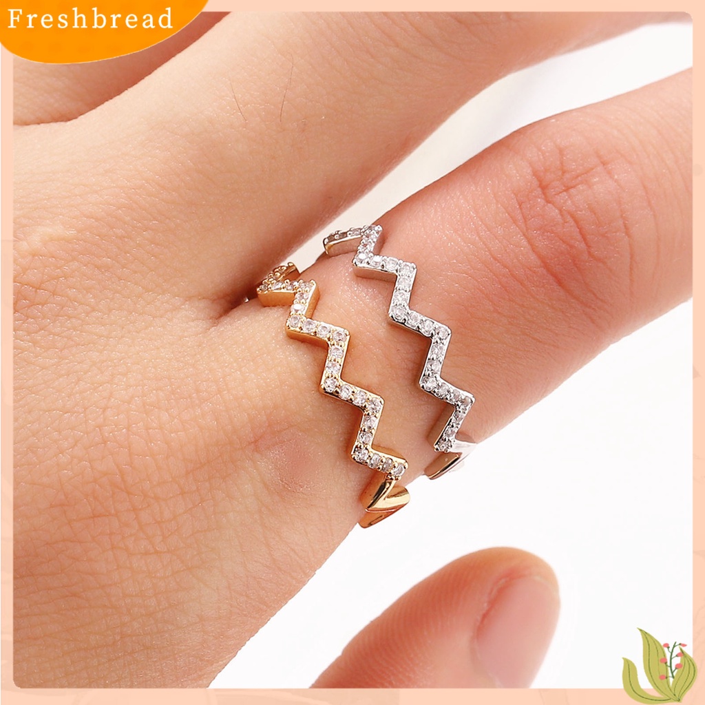 &lt; Freshbread &gt; Cincin Menawan Cincin Jari Bentuk Gelombang Adjustable Bahan Alloy All-match Untuk Harian