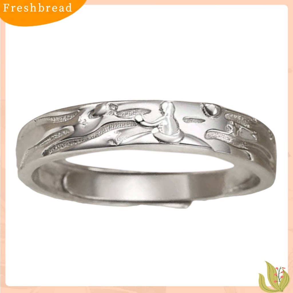 &lt; Freshbread &gt; Couple Cincin Warna Perak Pangeran Dan Mawar Adjustable Indah Perhiasan Dekorasi Tembaga Wanita Pria Jari Cincin Hadiah Hari Valentine