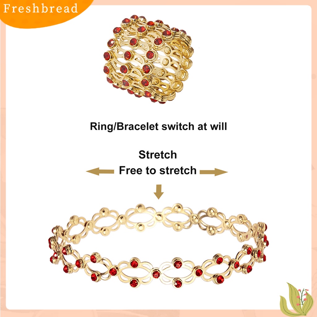 &lt; Freshbread &gt; Gelang Cincin Bebas Alergi Warna Hidup Permukaan Mengkilap Berkilau Mudah Dipakai Tahan Luntur Tembaga 2in1 Ditarik Gelang Cincin Wanita Perhiasan Hadiah Ulang Tahun