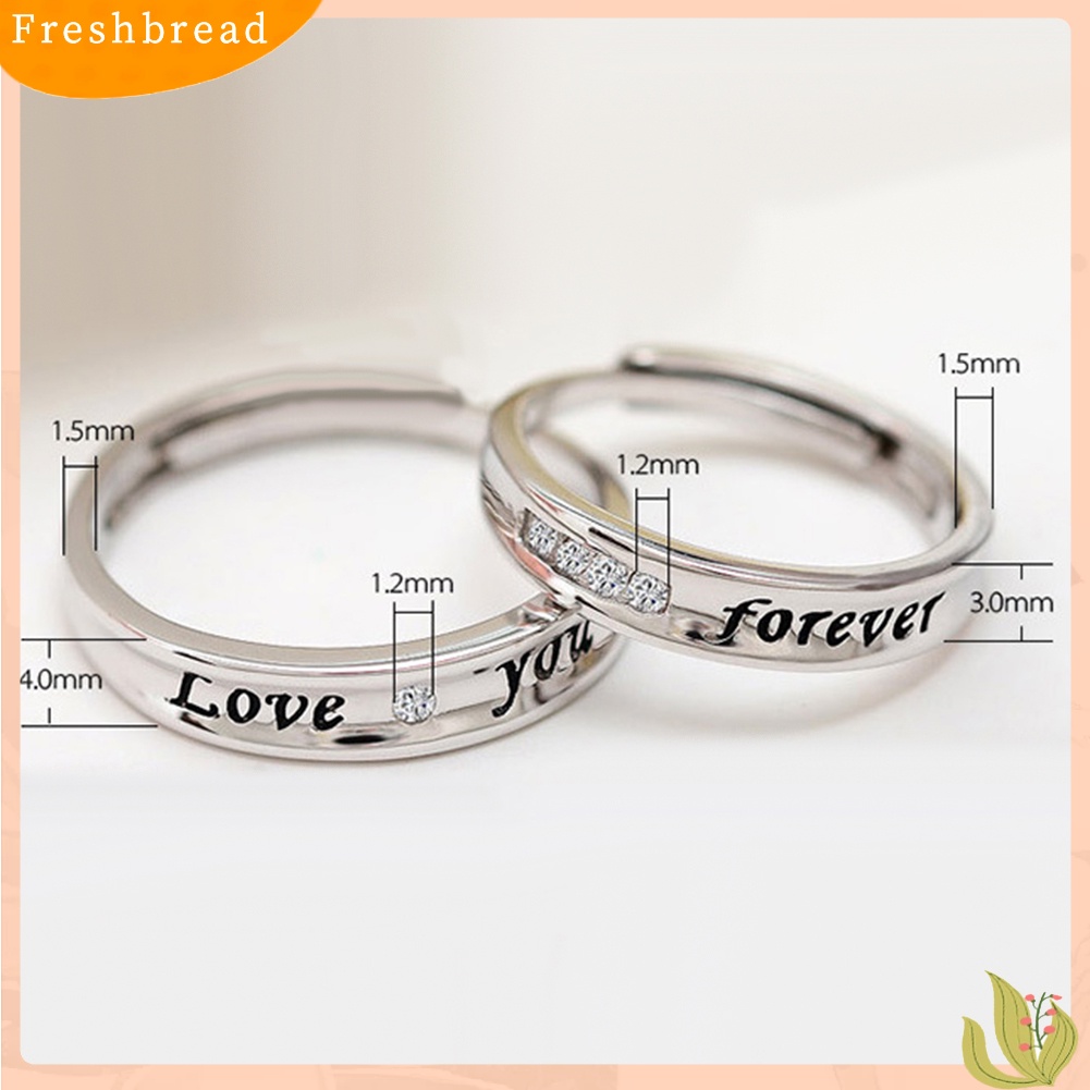 &lt; Freshbread &gt; Love You Forever Berlian Imitasi Kekasih Pasangan Janji Jari Cincin Set Perhiasan Hadiah