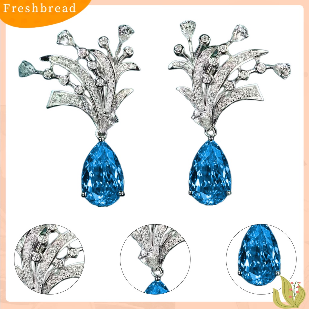 &lt; Freshbread &gt; Wanita Cincin Bunga Drop-shaped Faux Topaz Perhiasan Fashion Penampilan Adjustable Pembukaan Anting Cincin Jari Untuk Pernikahan