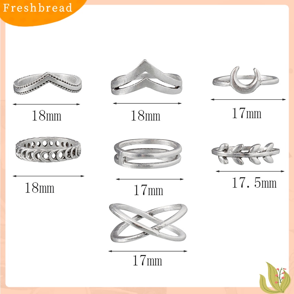 &lt; Freshbread &gt; 7pcs/Set Lady Finger Ring Indah Vintage Warna Solid Individu Perempuan Cincin Set Untuk Hadiah