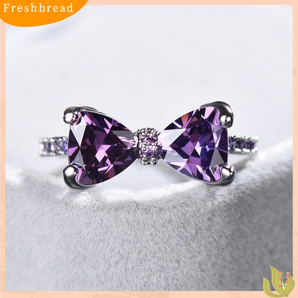 &lt; Freshbread &gt; Pernikahan Pertunangan Pesta Ikatan Simpul Amethyst Imitasi Bertatahkan Jari Cincin Perhiasan Pengantin