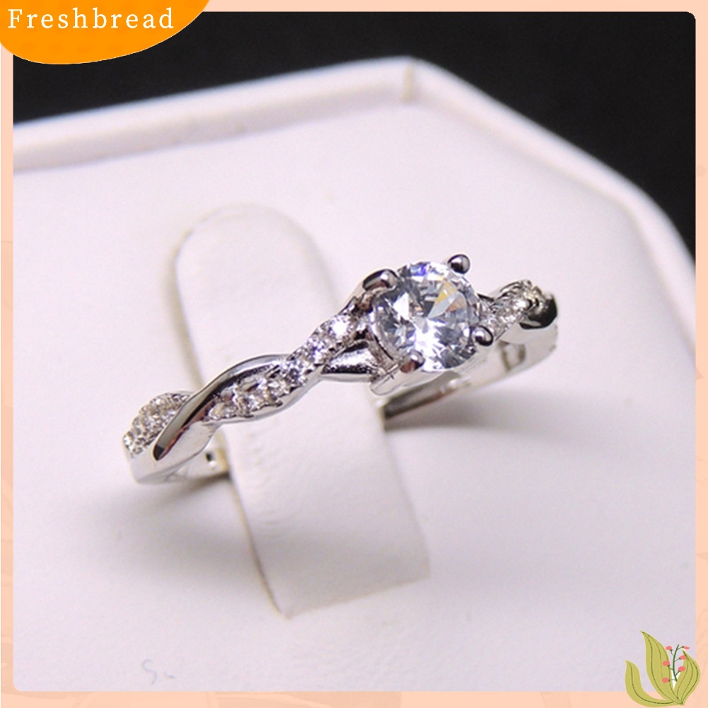 &lt; Freshbread &gt; Cincin Berlian Imitasi Elegan Wanita Pernikahan Pertunangan Pesta Perhiasan Pesona Hadiah