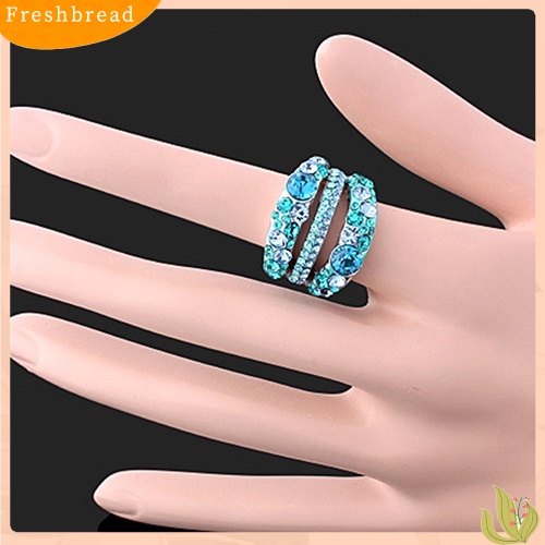 &lt; Freshbread &gt; Cincin Cubic Zirconia Wanita Paduan Band Berlian Imitasi Kristal Perhiasan Hadiah Mempesona