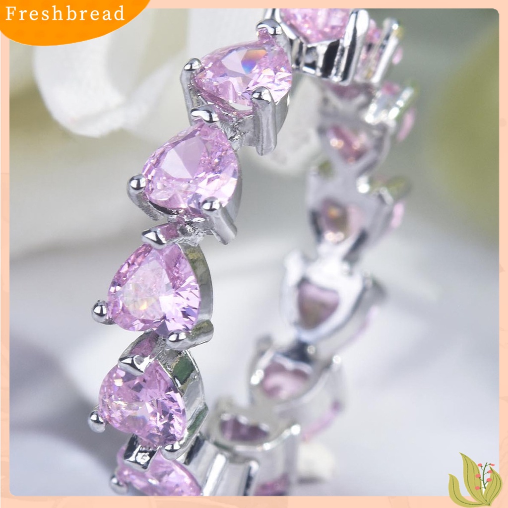 &lt; Freshbread &gt; Cincin Jari Bentuk Hati Berlian Imitasi Wanita Adjustable Pengerjaan Halus Ring Untuk Pacaran