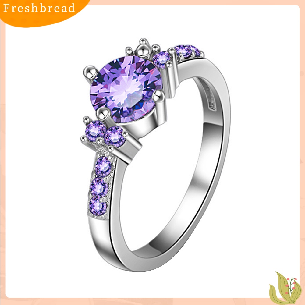 &lt; Freshbread &gt; Mewah Wanita Faux Amethyst Bertatahkan Jari Cincin Pernikahan Pertunangan Perhiasan Hadiah