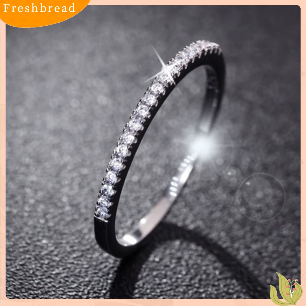 &lt; Freshbread &gt; Fashion Wanita925 Sterling Perak Berlian Imitasi Pernikahan Pertunangan Cincin Perhiasan