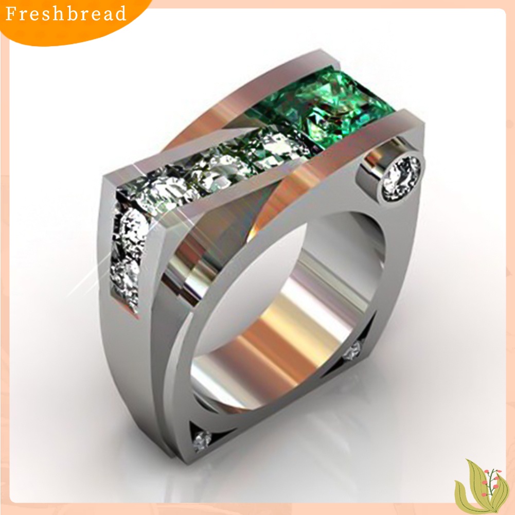 < Freshbread > Wanita Retro Berlian Imitasi Hias Bentuk Geometris Jari Cincin Hadiah Perhiasan Pernikahan