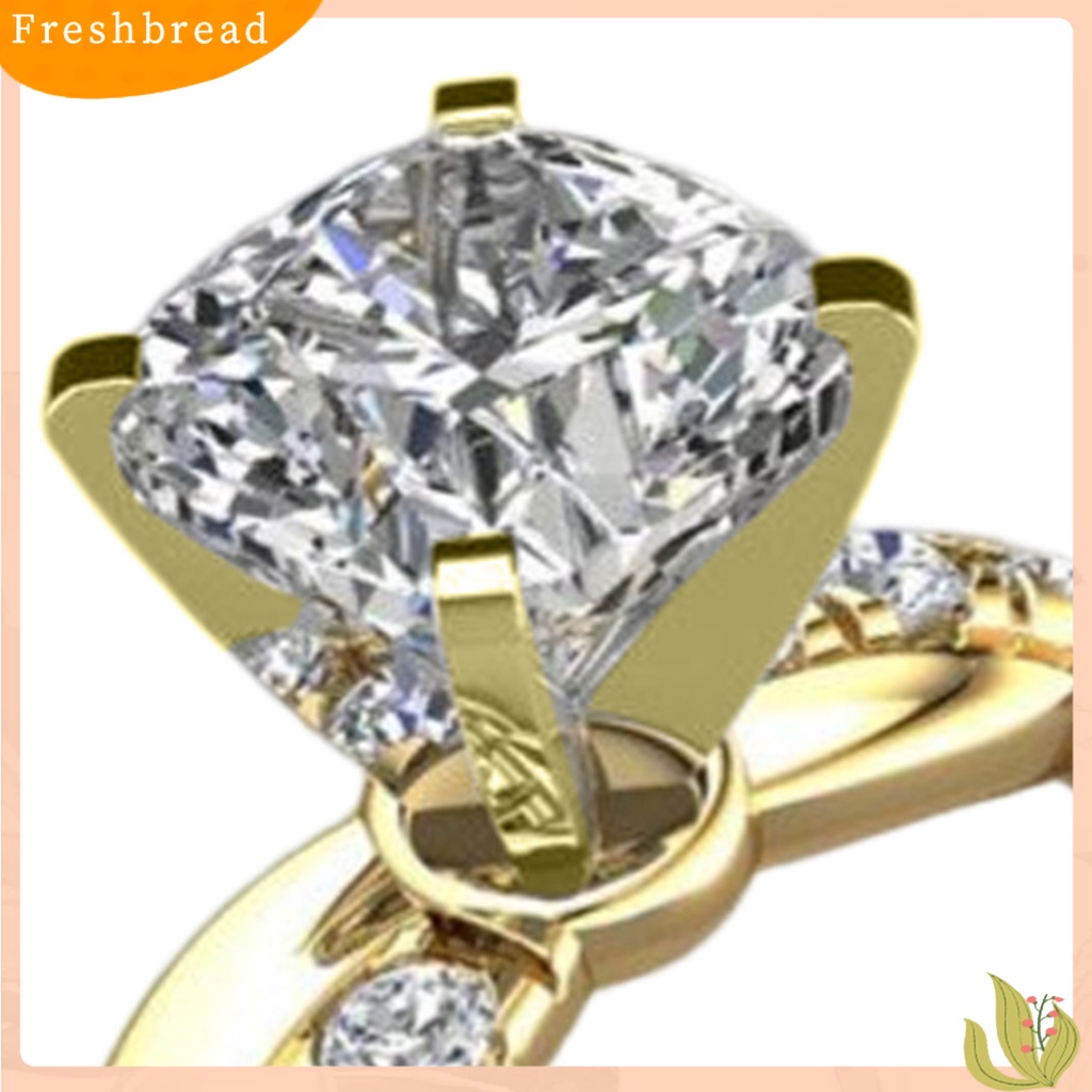 &lt; Freshbread &gt; Cincin Kawin Memutar Berkilau High-end Besar Berlian Imitasi Buku Jari Circlet Perhiasan Perempuan