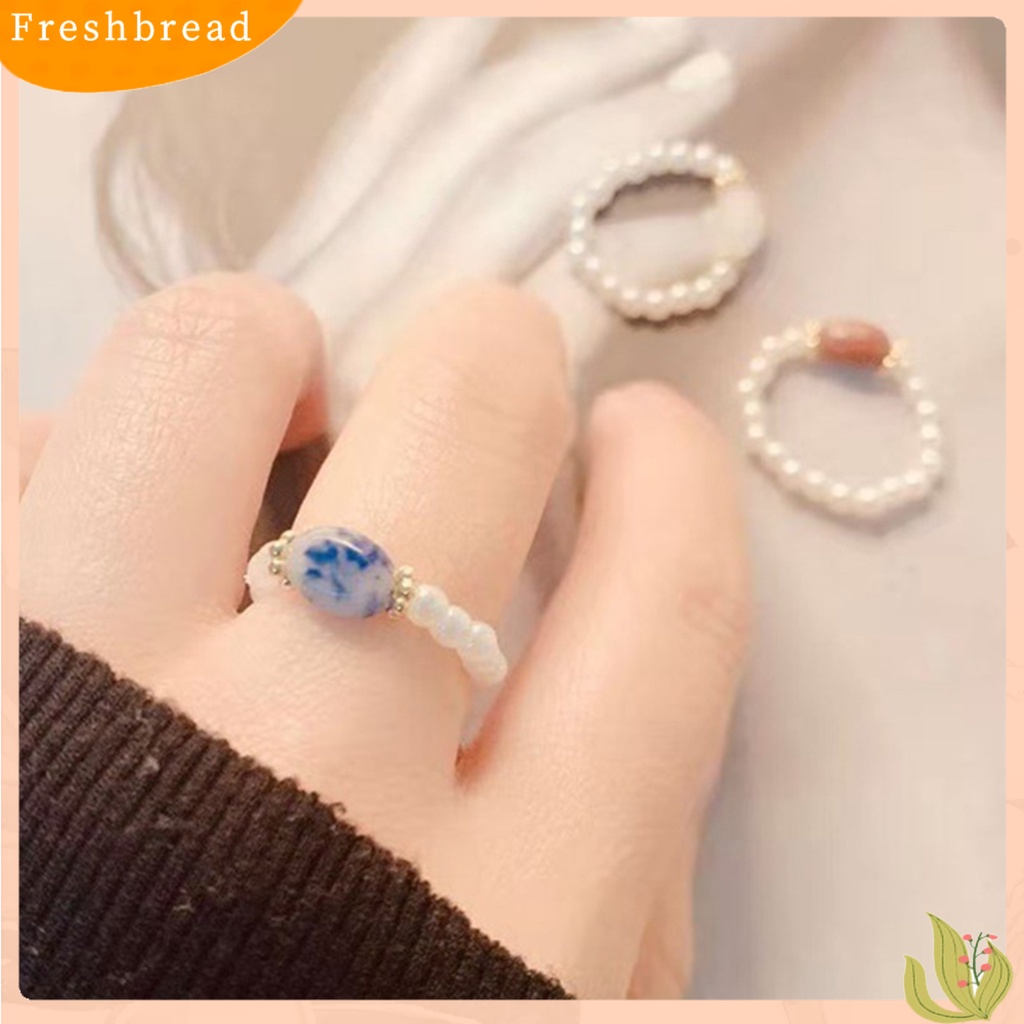 &lt; Freshbread &gt; Wanita Manik-Manik Mutiara Imitasi Aksesori Perhiasan Cincin Jari Sederhana