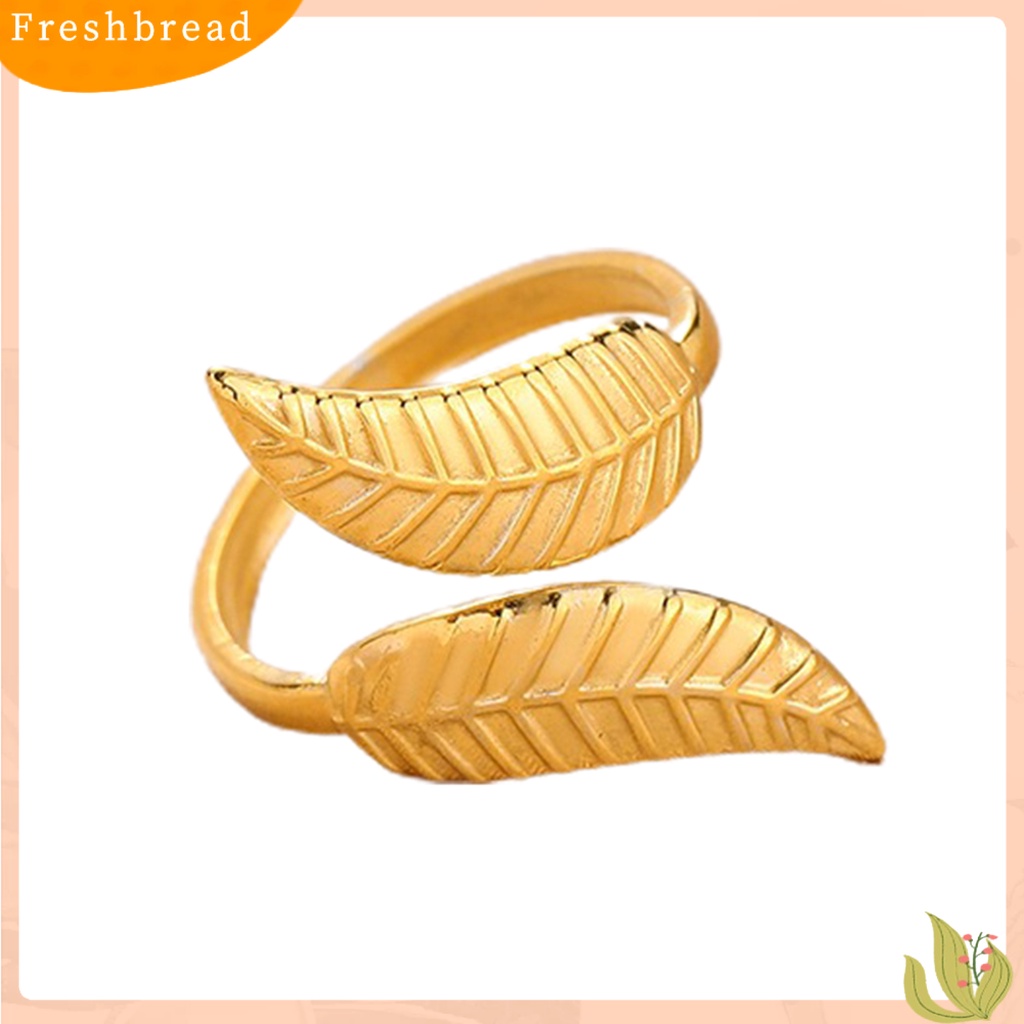 &lt; Freshbread &gt; Cincin Jari Daun Plating Aksesori Pembukaan Cincin Jari Adjustable Untuk Pesta Perjamuan Prom Pernikahan