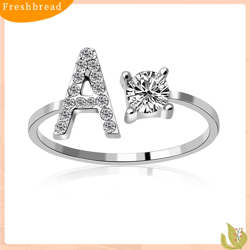 &lt; Freshbread &gt; Cincin Bukaan Huruf A-Z Golden Adjustable Finger Ring Untuk Pakaian Sehari-Hari