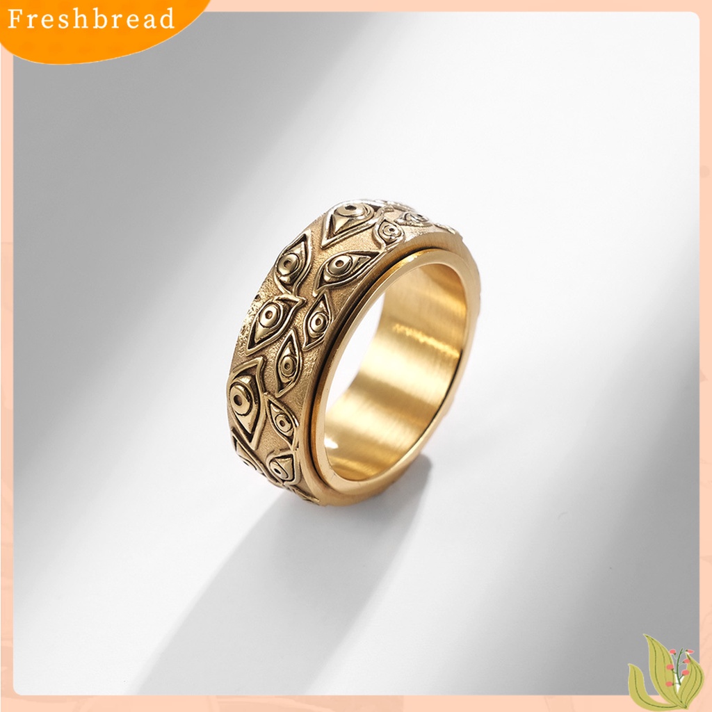 &lt; Freshbread &gt; Pria Cincin God Eye Rotatable Unisex Bulat Semua Cocok Jari Cincin Untuk Pacaran