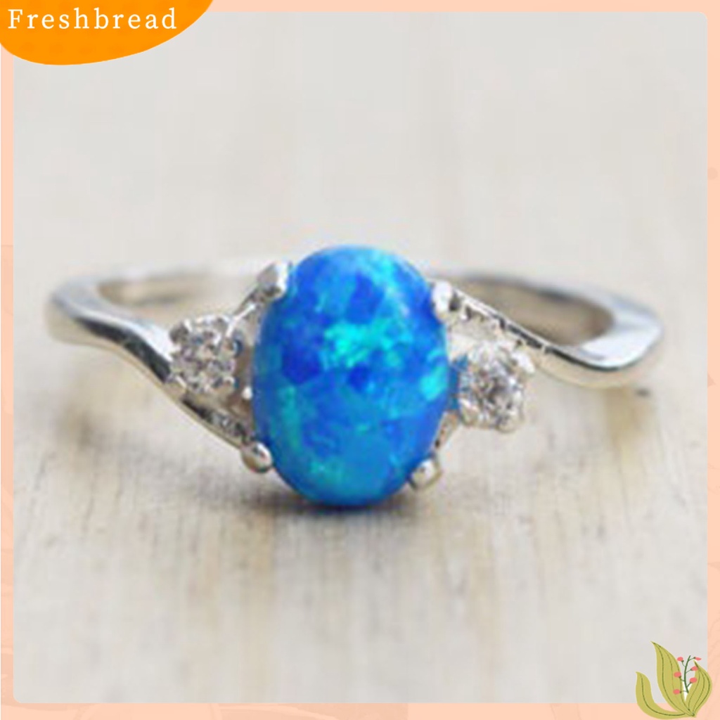 &lt; Freshbread &gt; Hias Berlian Imitasi Elegan Lady Cincin Oval Potong Warna-Warni Faux Permata Jari Cincin Perhiasan Aksesori