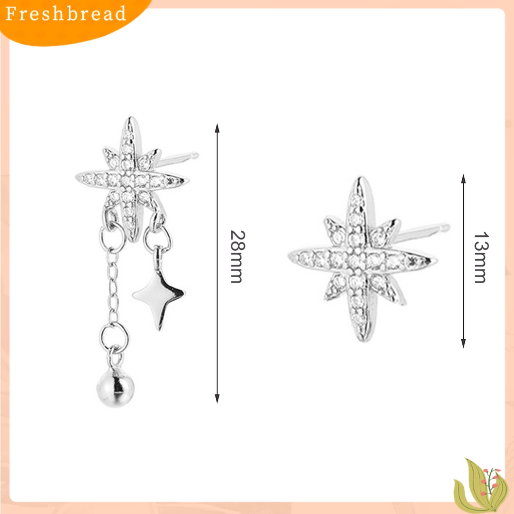 &lt; Freshbread &gt; 1Pc Anting Wanita Bintang Bola Bulat Perhiasan Gaya Korea Berlian Imitasi Stud Earring Untuk Pesta Perjamuan Pernikahan Prom