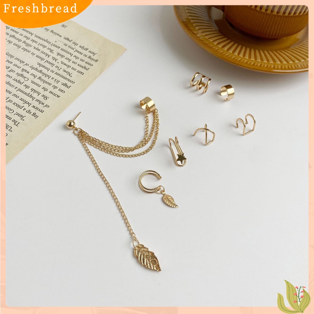 &lt; Freshbread &gt; 5Pcs/Set Atau 7Pcs/Set Anting Desain Bungkus Fashion Bahan Metal Klip Tanpa Tindik Manset Telinga Untuk Wanita