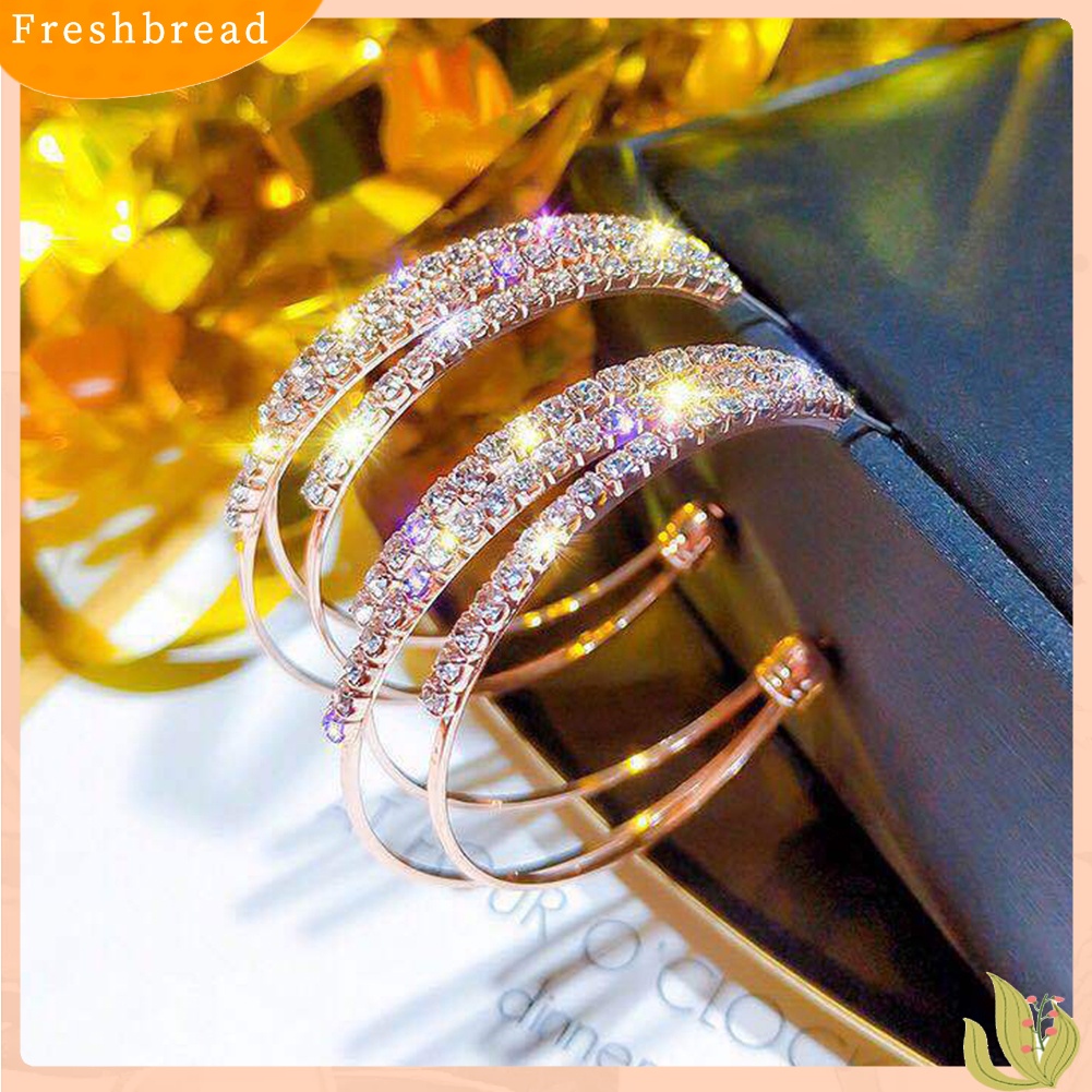 &lt; Freshbread &gt; Wanita Berlian Imitasi Multi C Bentuk Lingkaran Hoop Anting Pernyataan Pesta Perhiasan Hadiah