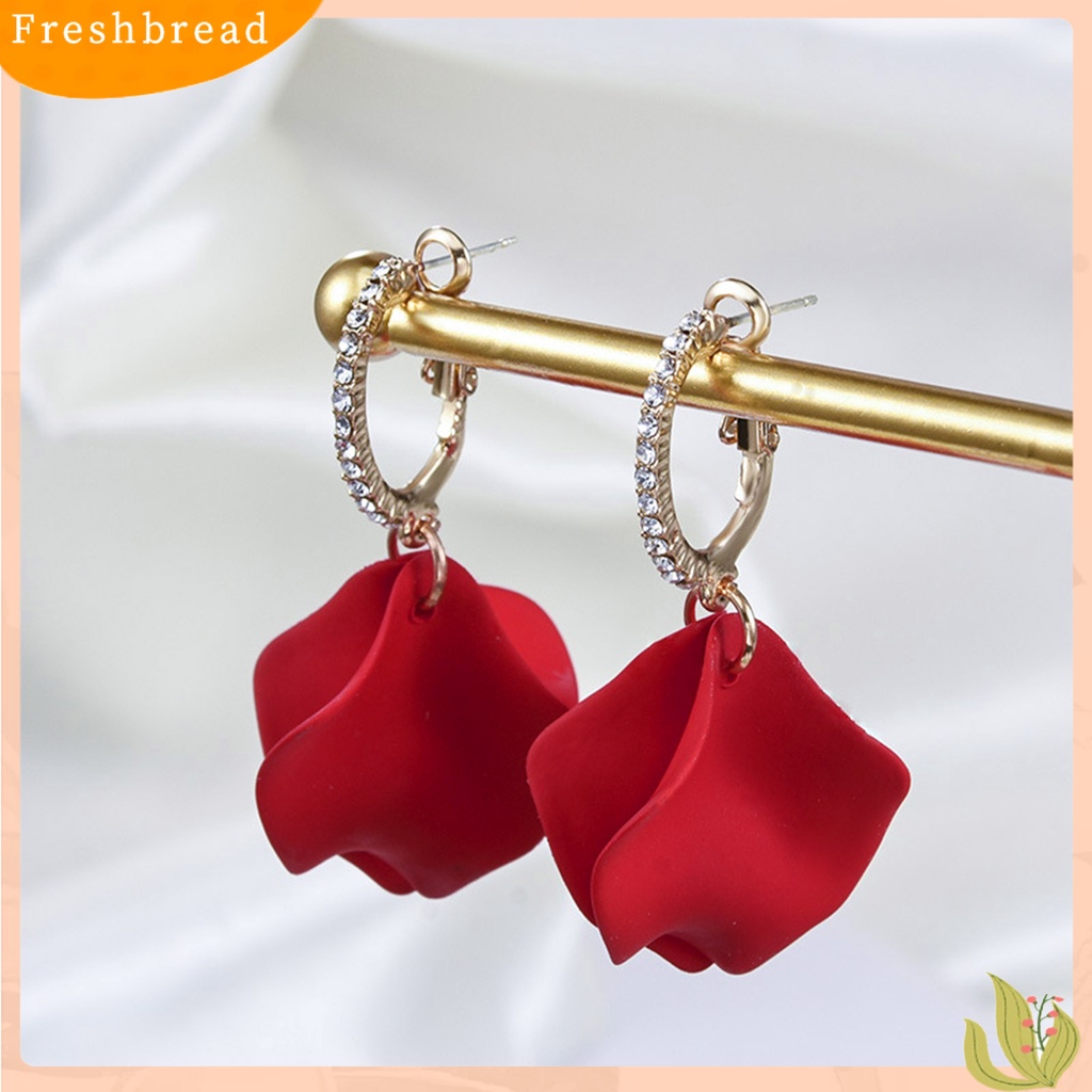 &lt; Freshbread &gt; 1pasang Anting Liontin Hias Anting Hoop Kelopak Bunga Mawar Artistik Untuk Hadiah