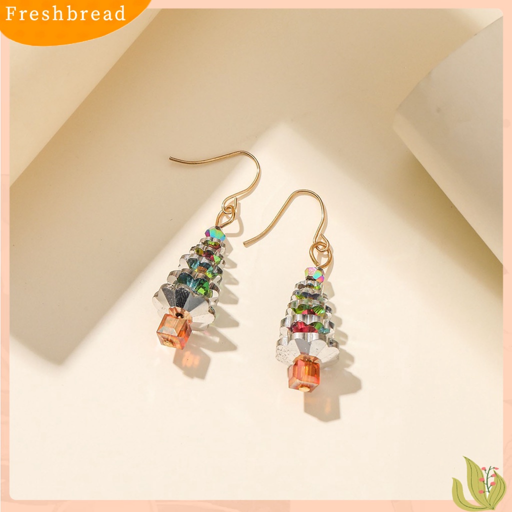 &lt; Freshbread &gt; Anting Menjuntai Nordic Pengerjaan Halus Bergaya Pohon Natal Kait Anting Kalung Untuk Gadis