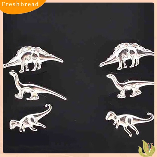 &lt; Freshbread &gt; 3pasang Wanita Vintage Punk Hewan Dinosaurus Bentuk Telinga Tindik Giwang Anting