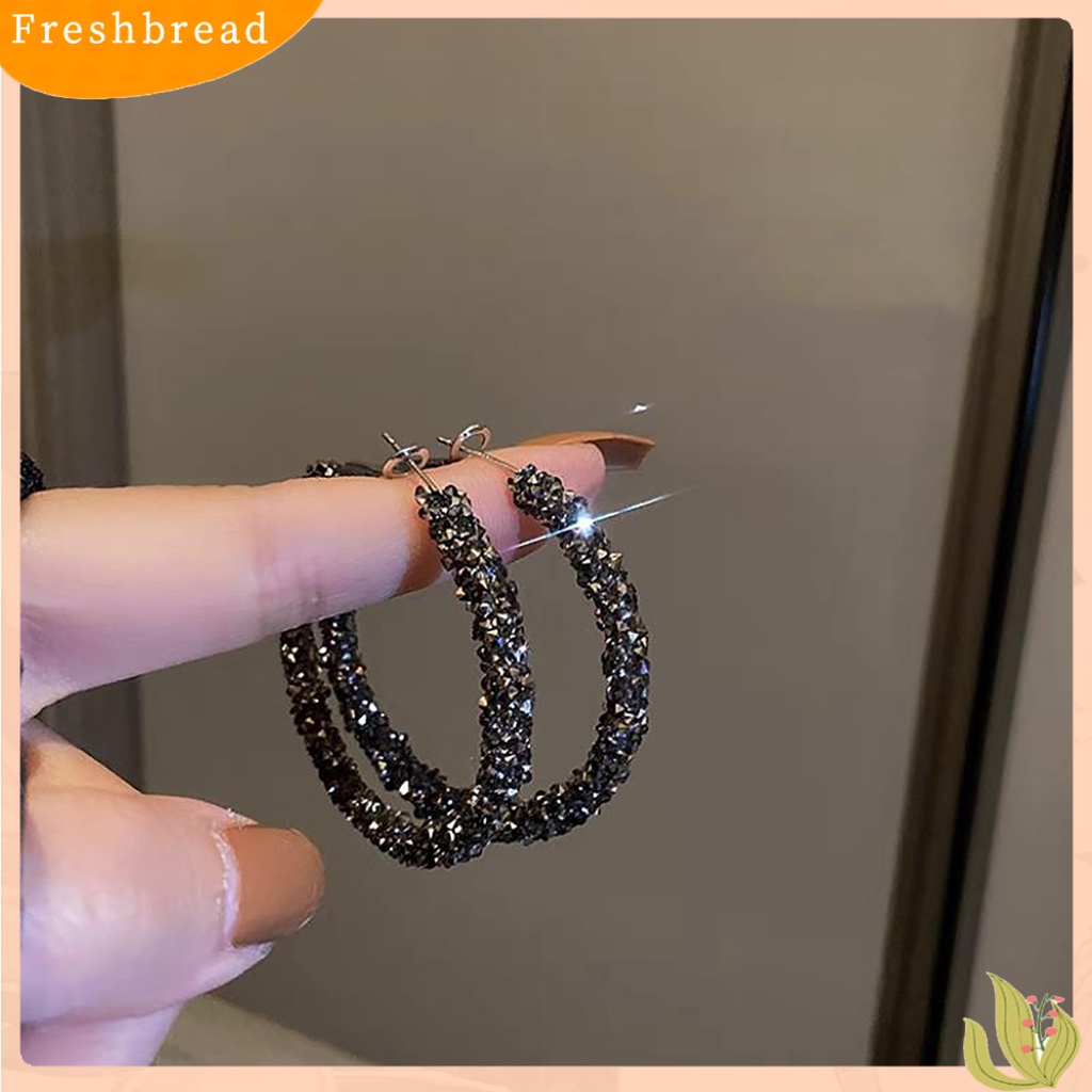 &lt; Freshbread &gt; 1pasang Anting Wanita Berkilau Menawan Berlian Imitasi Menjuntai Anting Fashion Perhiasan Aksesoris Pakaian Sehari-Hari