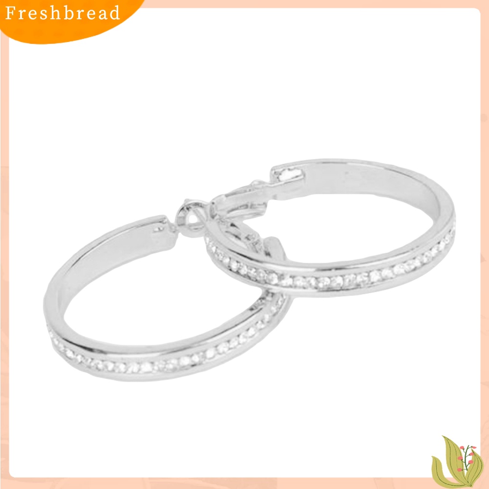 < Freshbread > Berlian Imitasi Bertatahkan Wanita Lingkaran Besar Geometris Menjuntai Hoop Earrings Perhiasan Hadiah