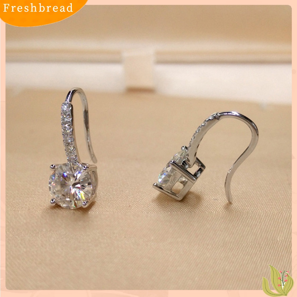 &lt; Freshbread &gt; Wanita Cubic Zirconia Hias Bulat Menjuntai Kait Anting Hadiah Perhiasan Natal