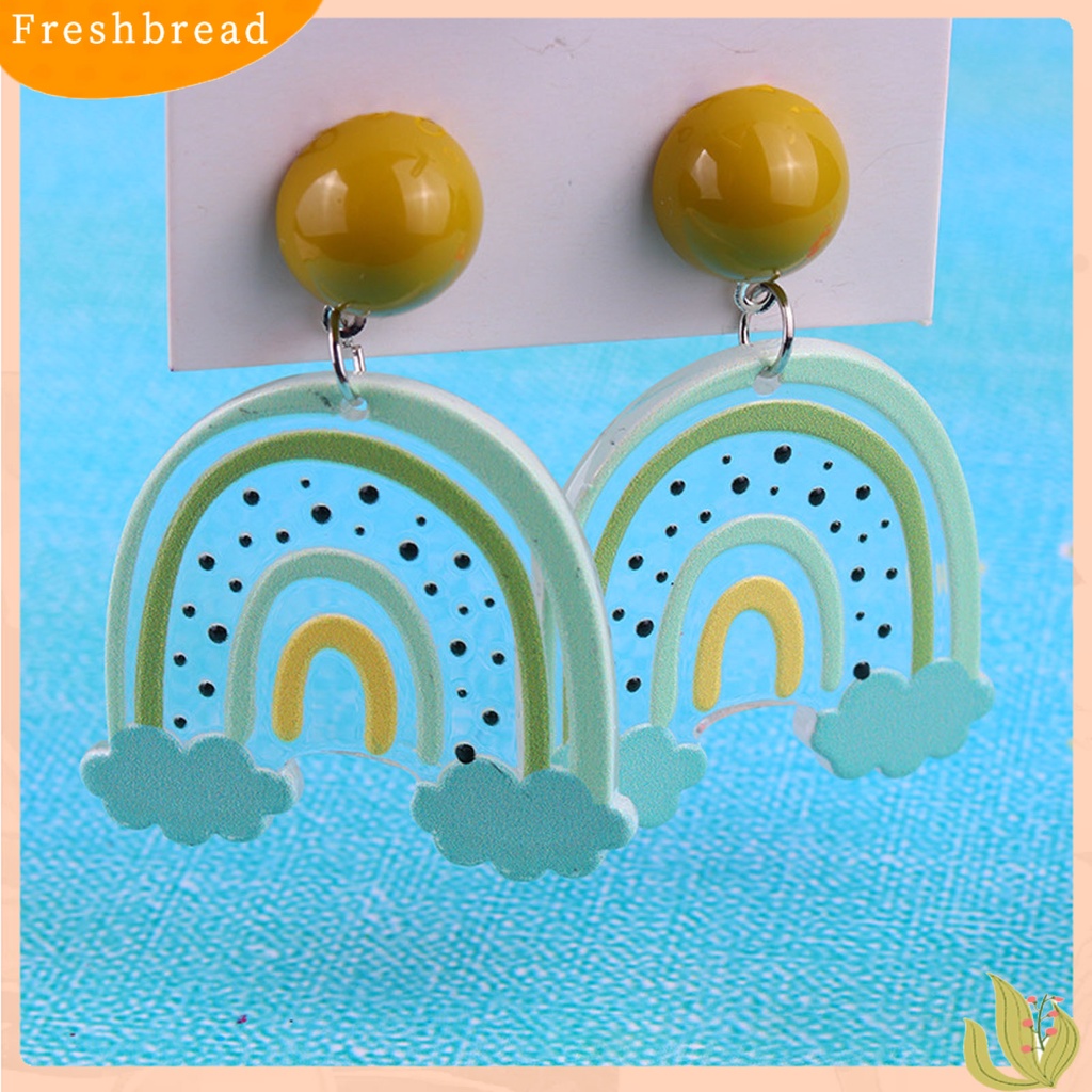 &lt; Freshbread &gt; 1pasang Anting Tusuk Lucu Bebas Alergi Akrilik Desain Kreatif Awan Pelangi Anting Menjuntai Untuk Perempuan