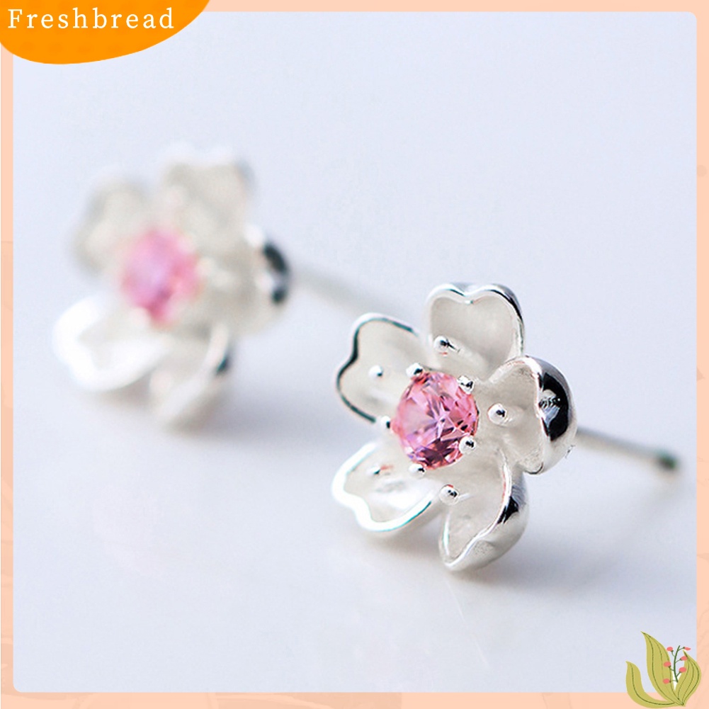 &lt; Freshbread &gt; Bunga Sakura Flower Stud Earrings Wanita Elegan Perhiasan Perjamuan Pesta Hadiah