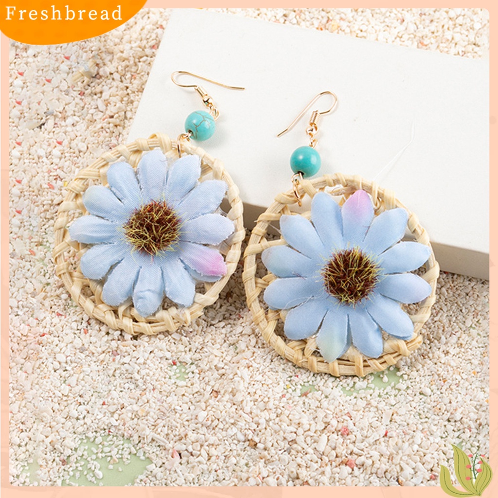 &lt; Freshbread &gt; 1pasang Drop Earrings Lingkaran Bunga Wanita Gaya Liburan Geometris Anting Perhiasan Hadiah