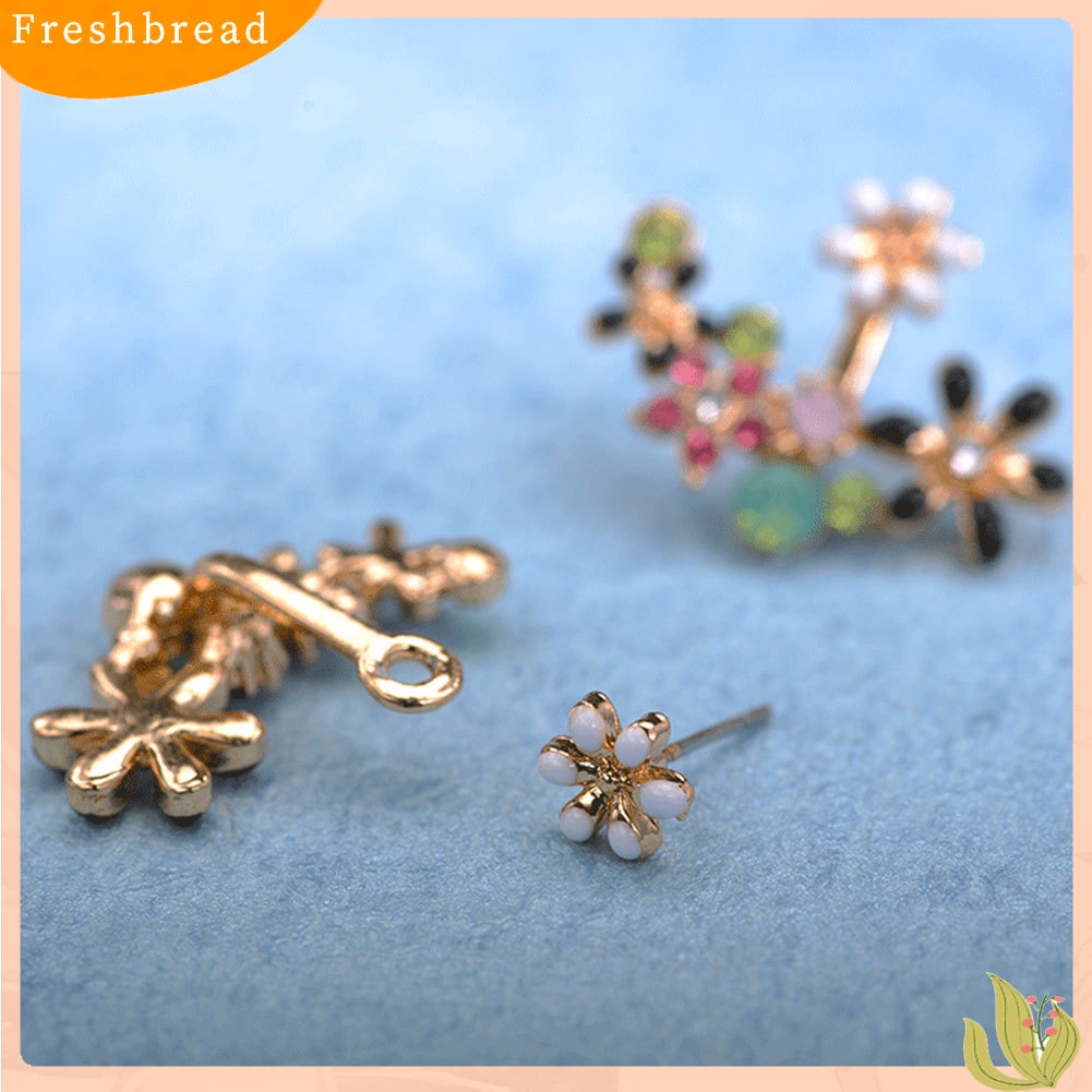 &lt; Freshbread &gt; Multicolor Elegan Wanita Berlian Imitasi Hias Bunga Anting Pesta Perjamuan Perhiasan