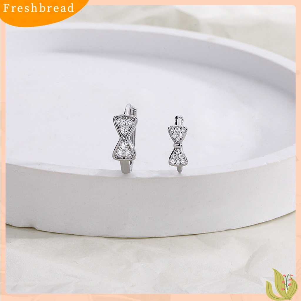 &lt; Freshbread &gt; 1Pc Ear Clip Bow Rhinestones Jewelry Anting Gaya Perancis Bersinar Untuk Pesta Perjamuan Pernikahan Prom