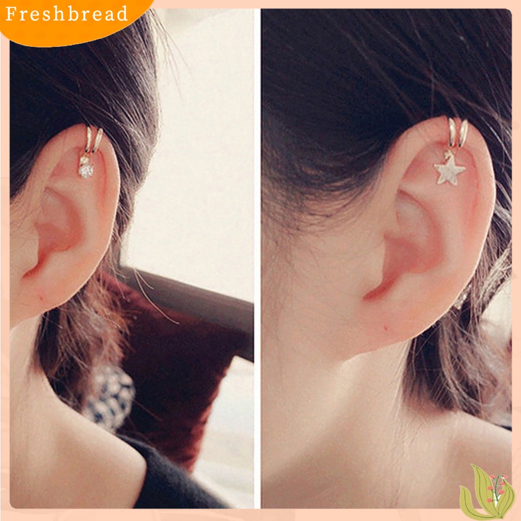 < Freshbread > 1Pc Wanita Tipe U Cubic Zirconia Mutiara Imitasi Non Piercing Ear Cuff Clip Earring Untuk Pesta