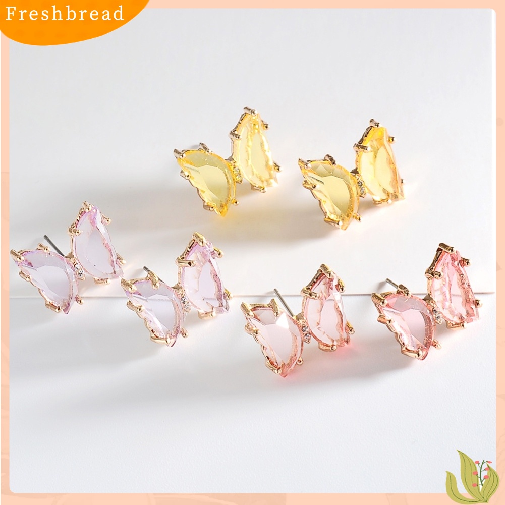 &lt; Freshbread &gt; Transparan Kupu-Kupu Telinga Pejantan Sederhana Kristal Imitasi Anting Wanita Eardrop Perhiasan